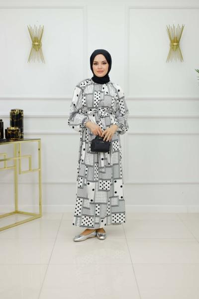 YADE ELBİSE-BEYAZ PUANTİYE